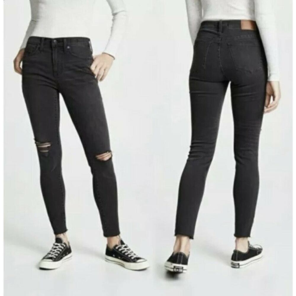 New Madewell Womans Sz 24 Plus 9" High-Rise Skinny Jeans Black Faded NWT